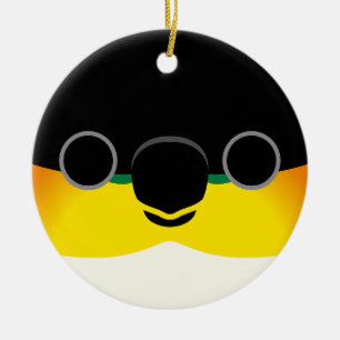 Het gezicht van een zwartkoppige Caique Keramisch Ornament