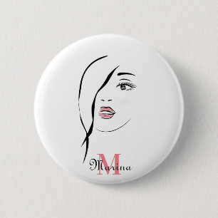 het gezicht van het meisje, glamoureus, gezicht, g ronde button 5,7 cm