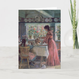 Het gieten van de koffie van Morning, 1906 Kaart