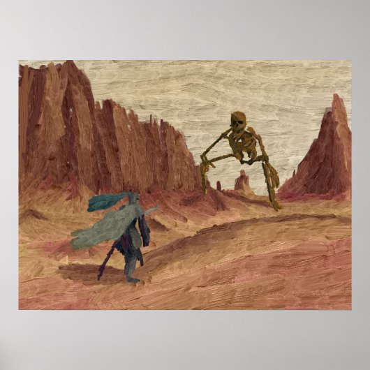 Het gigantische skelet van de stoffige woestijn poster (Voorkant)