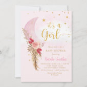 Het "Girl Pink Gold Waterverf Floral Baby shower" Kaart (Voorkant)