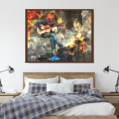 Het gitaarMan Canvas Afdruk (Insitu (Slaapkamer))