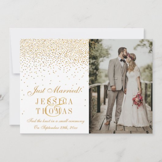 Het Glam Gold Confetti Wedding Collectie Aankondiging (Voorkant)