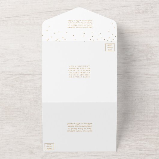 Het  Glam Gold Confetti Wedding Collectie All In One Uitnodiging (Buitenkant)