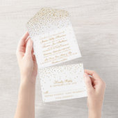 Het  Glam Gold Confetti Wedding Collectie All In One Uitnodiging (Afscheurbaar)