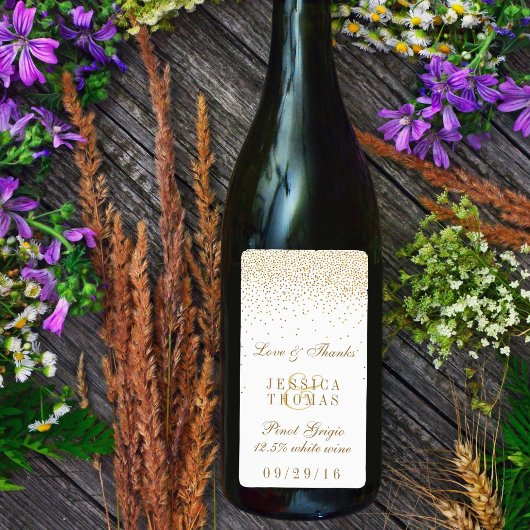 Het Glam Gold Confetti Wedding Collectie Etiket