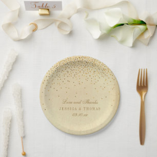 Het  Glam Gold Confetti Wedding Collectie Papieren Bordje