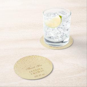 Het Glam Gold Confetti Wedding Collectie Ronde Kartonnen Onderzetter
