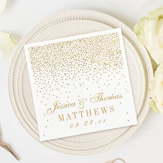 Het  Glam Gold Confetti Wedding Collectie Servetten