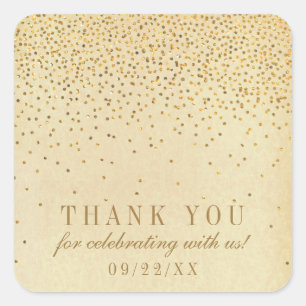 Het  Glam Gold Confetti Wedding Collectie Vierkante Sticker