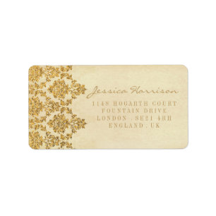 Het  Glam Gold Damask Wedding Collectie Etiket
