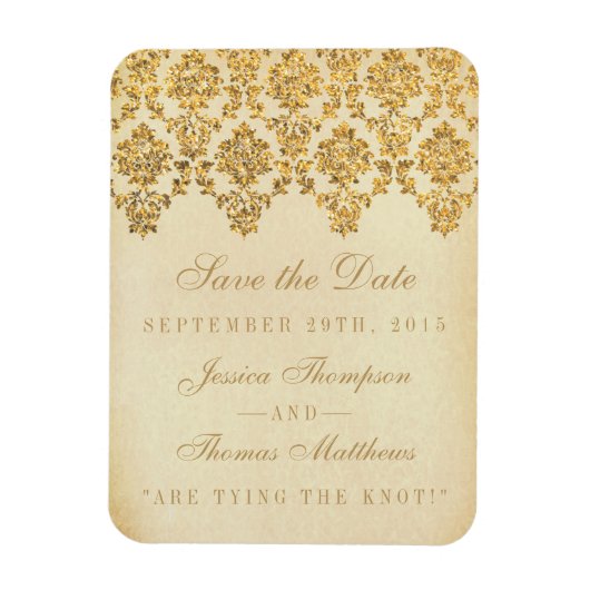 Het Glam Gold Damask Wedding Collectie Magneet (Verticaal)