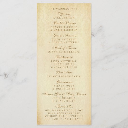 Het Glam Gold Damask Wedding Collectie Programma (Achterkant)