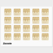 Het  Glam Gold Damask Wedding Collectie Vierkante Sticker (Vel)
