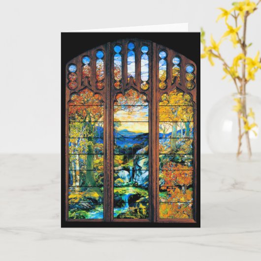 Het Glas in lood van Tiffany het Landschap van de Kaart (Gele Bloem)