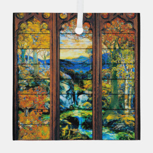 Het Glas in lood van Tiffany het Landschap van de Ornament