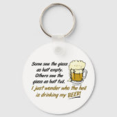 Het glas is half vol? Button Sleutelhanger (Voorkant)