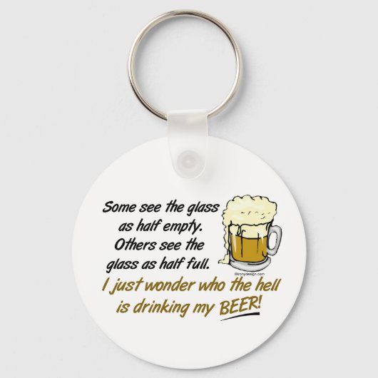 Het glas is half vol? Button Sleutelhanger (Voorkant)