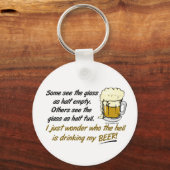 Het glas is half vol? Button Sleutelhanger (Achterkant)