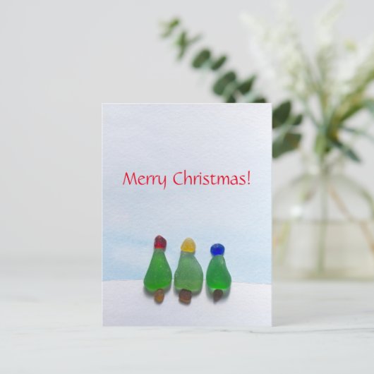Het glas van het zee, het briefkaart van Kerstmis (Staand voorkant)