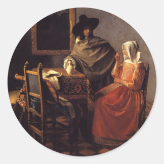 Het glas wijn ronde sticker