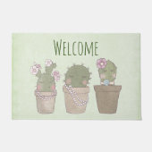 Het glimlachen Cactus Trio het Ontwerp van de Wate Deurmat (Voorkant)