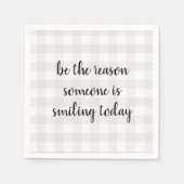 Het glimlachen Citaat Gingham Pattern Wreating Servet (Voorkant)