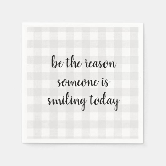 Het glimlachen Citaat Gingham Pattern Wreating Servet (Voorkant)