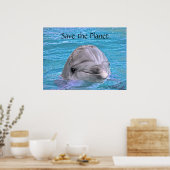 Het glimlachen Dolphin - sparen de planeet Poster (Keuken)