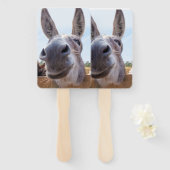 Het glimlachen Donkey met Gekke Grin Handwaaier (Voorkant en achterkant)