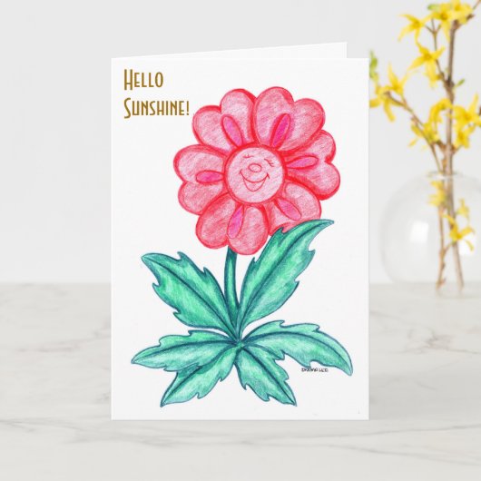 Het glimlachen en het denken aan u kaart (Gele Bloem)