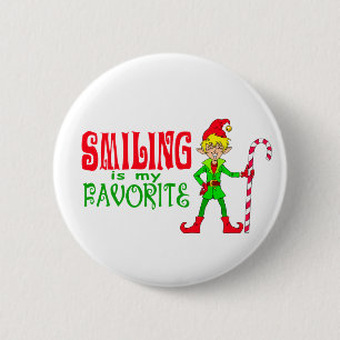 Het glimlachen Kerstmis Elf Ronde Button 5,7 Cm
