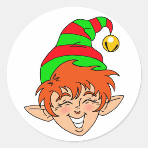 Het glimlachen Kerstmis Elf Ronde Sticker
