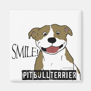 Het glimlachen Pit Bull (Tan en White) Magneet