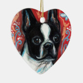 Het glimlachen van Boston Terrier Keramisch Ornament (Rechts)