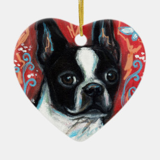 Het glimlachen van Boston Terrier Keramisch Ornament