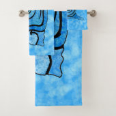 Het glimlachen van Bright Aqua Blue Cartoon Slak P Bad Handdoek (Insitu)