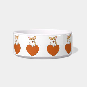 Het glimlachen van Corgi met hart hond Voerbakje