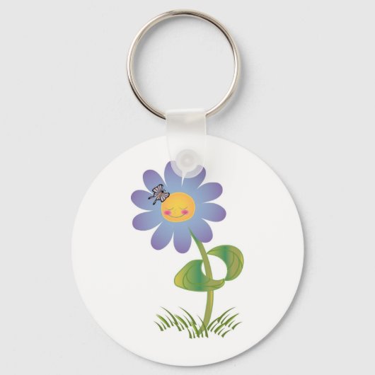 Het glimlachen van Daisy met Butterfly Sleutelhanger (Voorkant)