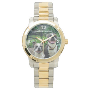 Het glimlachen van de gelukkige Boston Terriers Wa Horloge