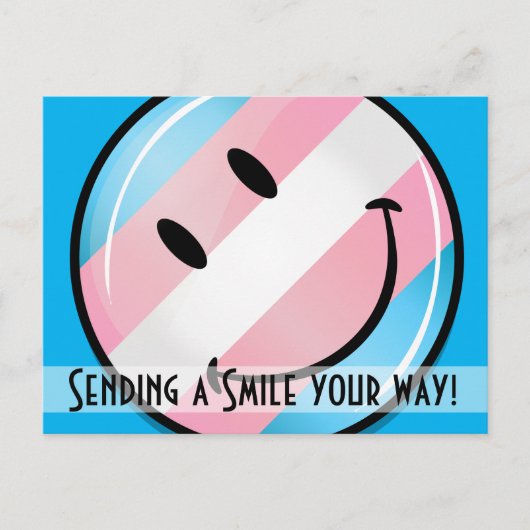 Het glimlachen van de vlag van Transgender Briefkaart (Voorkant)