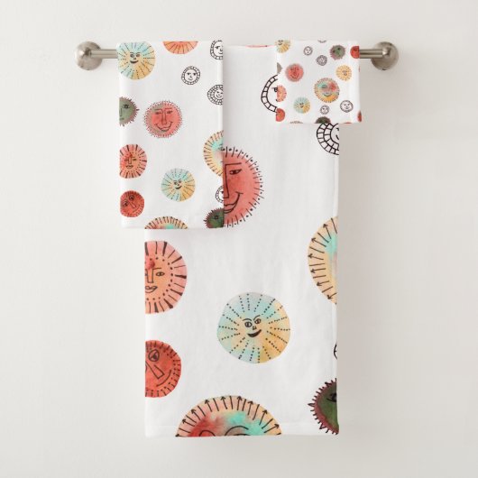 Het glimlachen van de Waterverf van de Zonne Whims Bad Handdoek (Insitu)