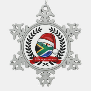 Het glimlachen van de Zuid-Afrikaanse kerststijl m Tin Sneeuwvlok Ornament