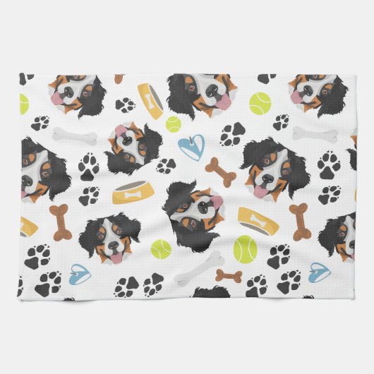 Het glimlachen van Dog Bernese Mountain Dog Theedoek (Horizontaal)