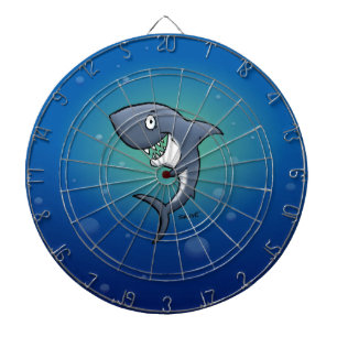 Het glimlachen van Funny Shark op blauwe achtergro Dartbord