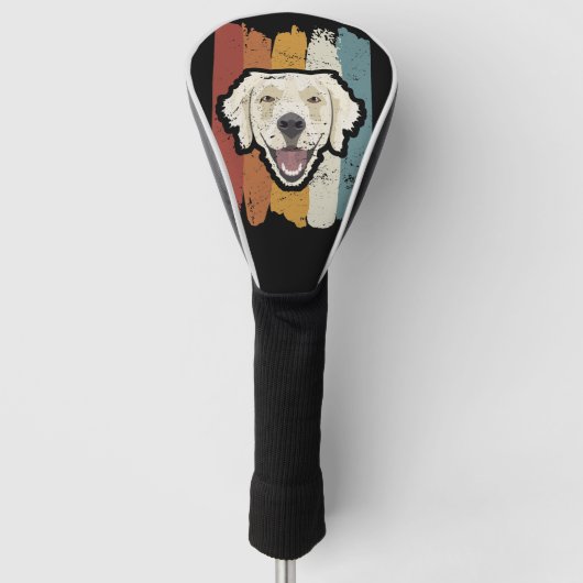 Het glimlachen van Golden Retriever Retro Golfheadcover (Voorkant)