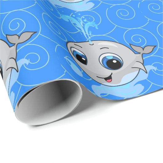 Het glimlachen van grappige baby walvis cadeaupapier (Rol Hoek)