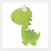 Het glimlachen van Green Dino Vierkante Sticker (Voorkant)