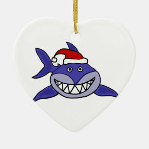 Het glimlachen van haaien die kerstkerstkunst met keramisch ornament