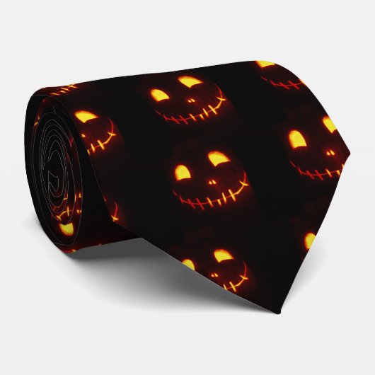 Het glimlachen van Halloween Jack-o-Lantern Stropdas (Opgerold)